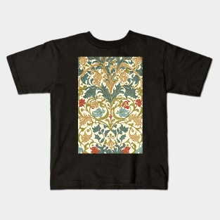 Floral Garden Botanical Print with Fall Flowers and Leaves Kids T-Shirt